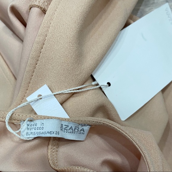 Zara Nude Beige Low Back Long Bodycone Dress Small - Picture 14 of 16